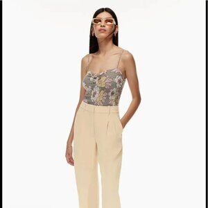 Wilfred Ballet Camisole M | Grey & Pink Smocked Crop Top